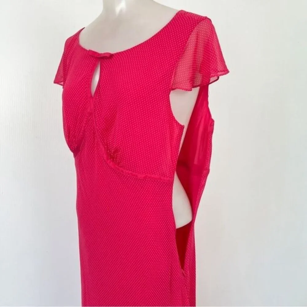 Ann Taylor Pink Vintage Y2K Dress Polka Dot Bow 10